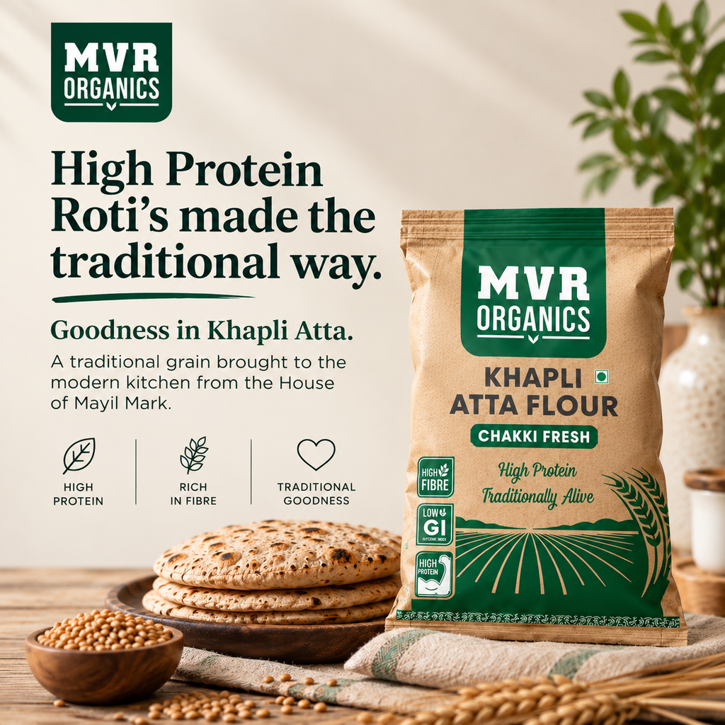 MVR ORGANICS - KHAPLI ATTA 5KG BOX (5 X 1kg Pack)