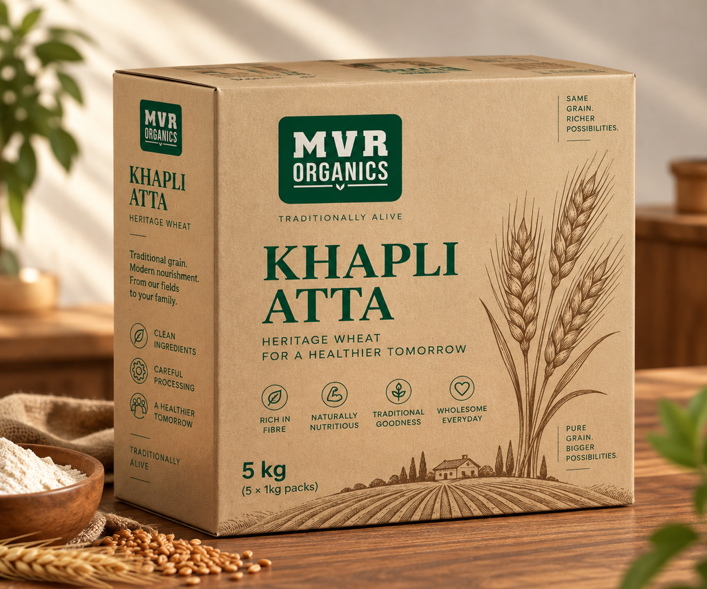 MVR ORGANICS - KHAPLI ATTA 5KG BOX (5 X 1kg Pack)